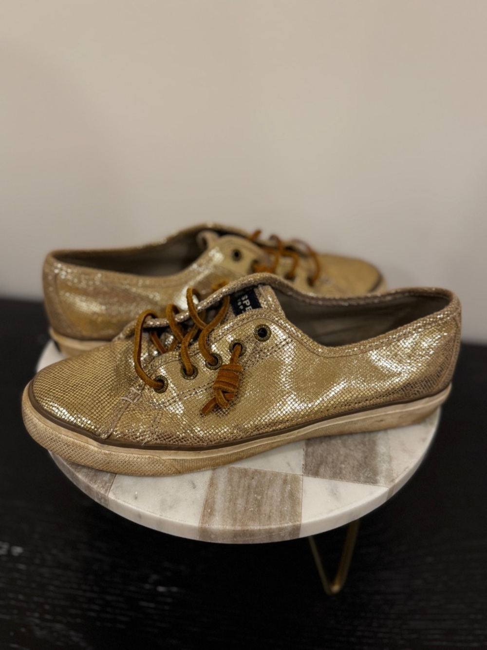 Metallic Gold Sperrys